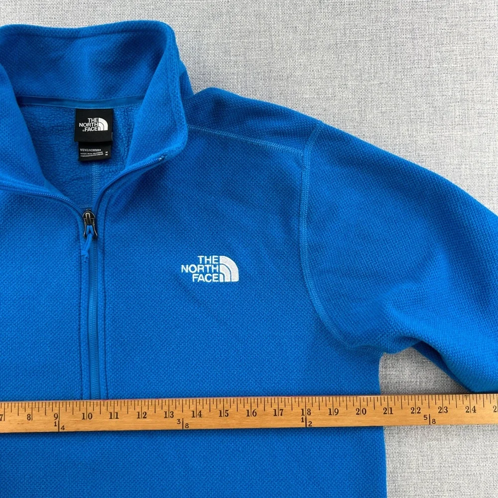 The North Face Mens Textured Cap Rock Quarter-Zip Pullover Medium Blue Mock Neck